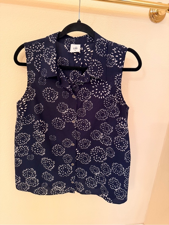 CAbi Tops - CAbi Navy Sleeveless Dandelions White Burst Print style #5215